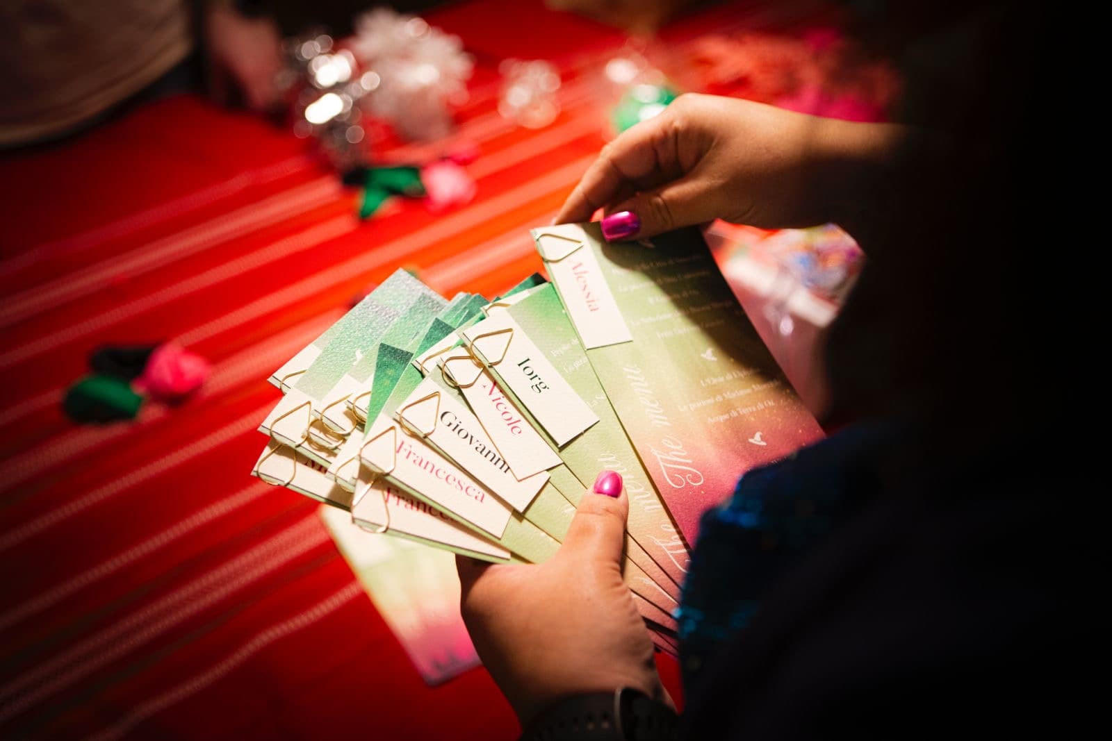 Segnaposto personalizzati con menù colorato